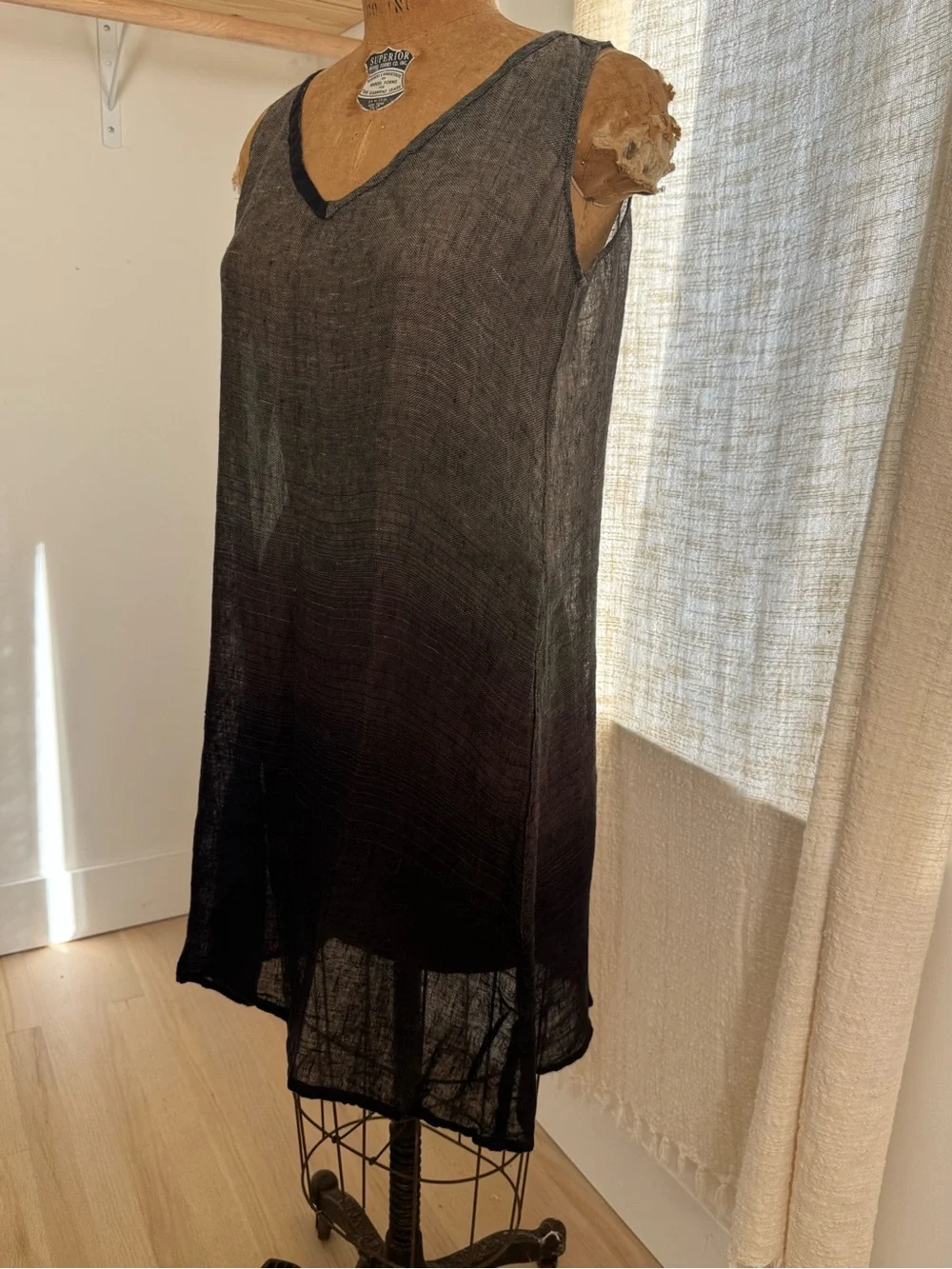FLAX sheer linen ombre dress/ layer - Picture 3 of 9